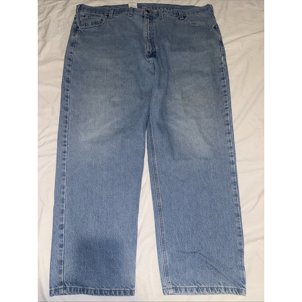 Carhartt‎ Straight Leg Jeans Work Farm Rugged Trendy Men's 48x30 Blue Denim